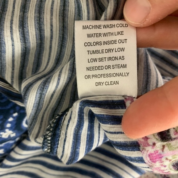 Grand & Greene Peasant Top Boho Mixed Print Size 1X - Picture 13 of 16